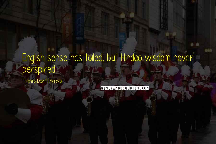 Henry David Thoreau Quotes: English sense has toiled, but Hindoo wisdom never perspired.