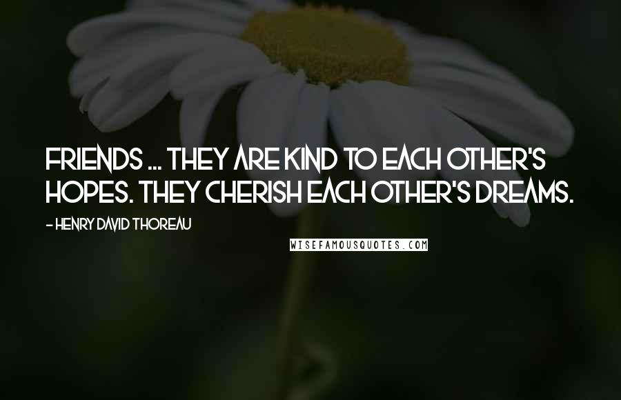 Henry David Thoreau Quotes: Friends ... They are kind to each other's hopes. They cherish each other's dreams.