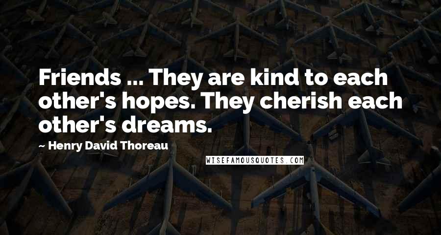 Henry David Thoreau Quotes: Friends ... They are kind to each other's hopes. They cherish each other's dreams.