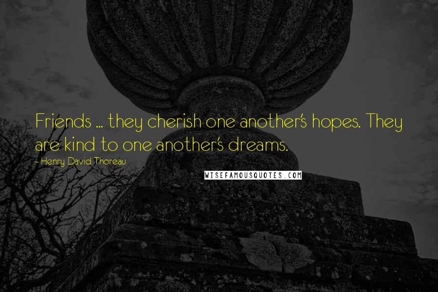 Henry David Thoreau Quotes: Friends ... they cherish one another's hopes. They are kind to one another's dreams.