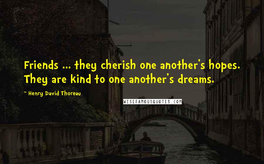 Henry David Thoreau Quotes: Friends ... they cherish one another's hopes. They are kind to one another's dreams.