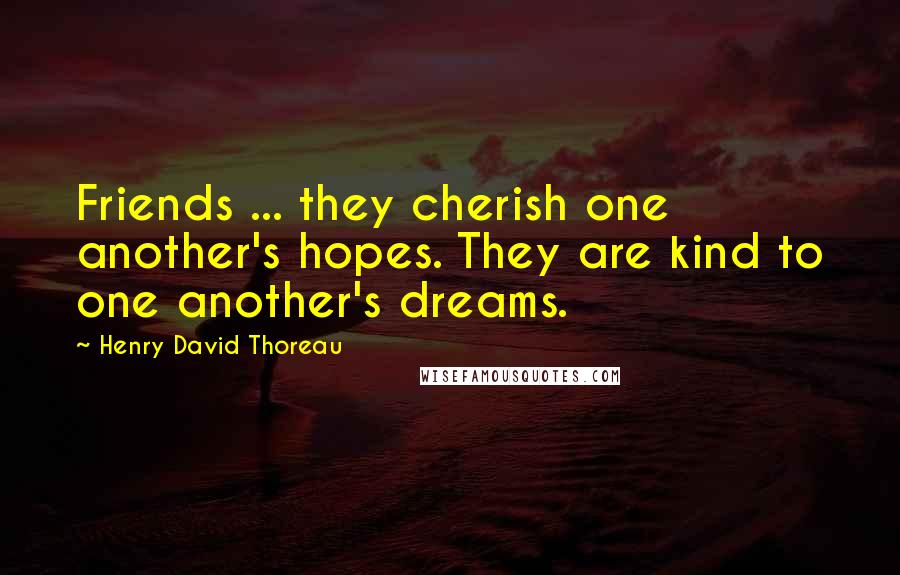 Henry David Thoreau Quotes: Friends ... they cherish one another's hopes. They are kind to one another's dreams.