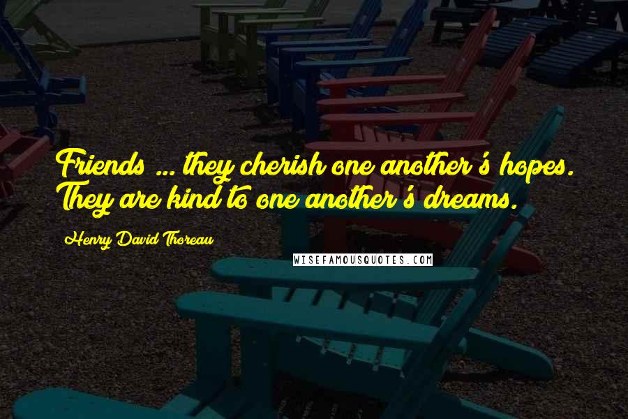 Henry David Thoreau Quotes: Friends ... they cherish one another's hopes. They are kind to one another's dreams.