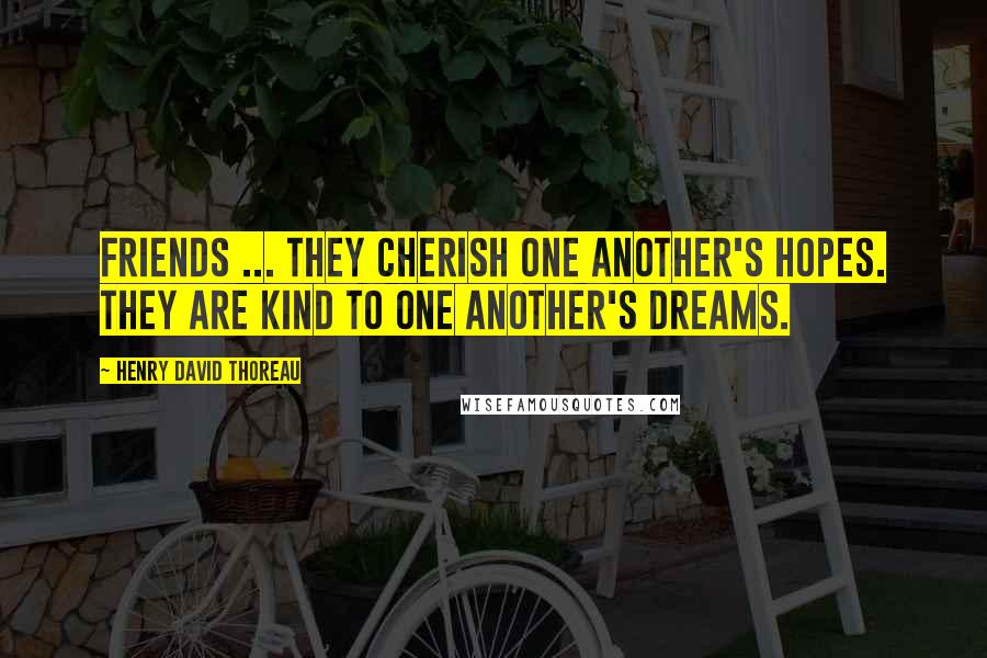Henry David Thoreau Quotes: Friends ... they cherish one another's hopes. They are kind to one another's dreams.