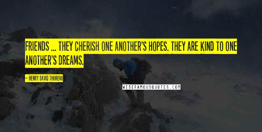 Henry David Thoreau Quotes: Friends ... they cherish one another's hopes. They are kind to one another's dreams.