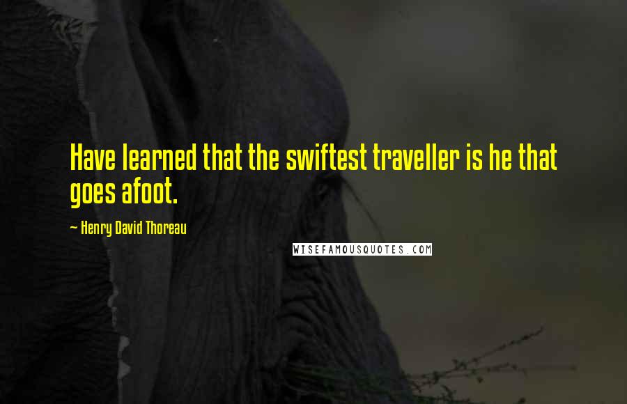 Henry David Thoreau Quotes: Have learned that the swiftest traveller is he that goes afoot.