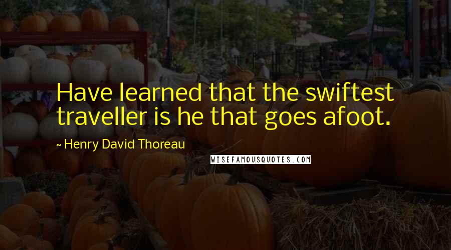 Henry David Thoreau Quotes: Have learned that the swiftest traveller is he that goes afoot.