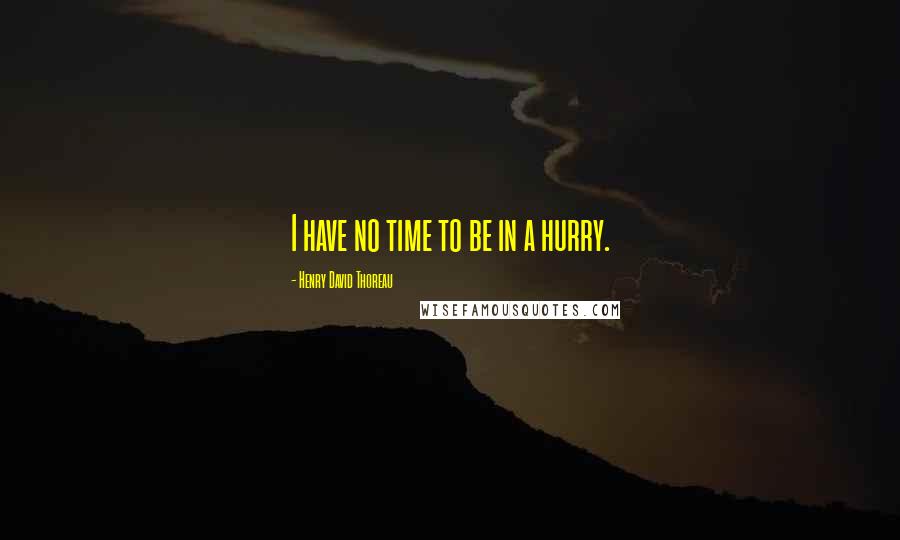 Henry David Thoreau Quotes: I have no time to be in a hurry.