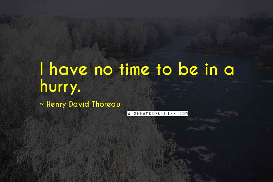 Henry David Thoreau Quotes: I have no time to be in a hurry.