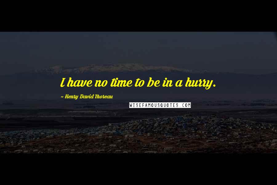 Henry David Thoreau Quotes: I have no time to be in a hurry.