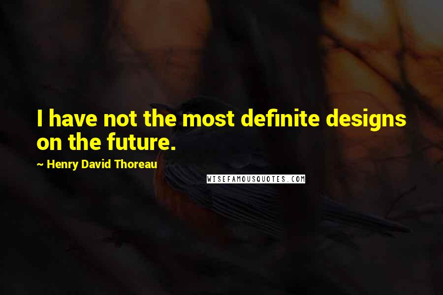 Henry David Thoreau Quotes: I have not the most definite designs on the future.