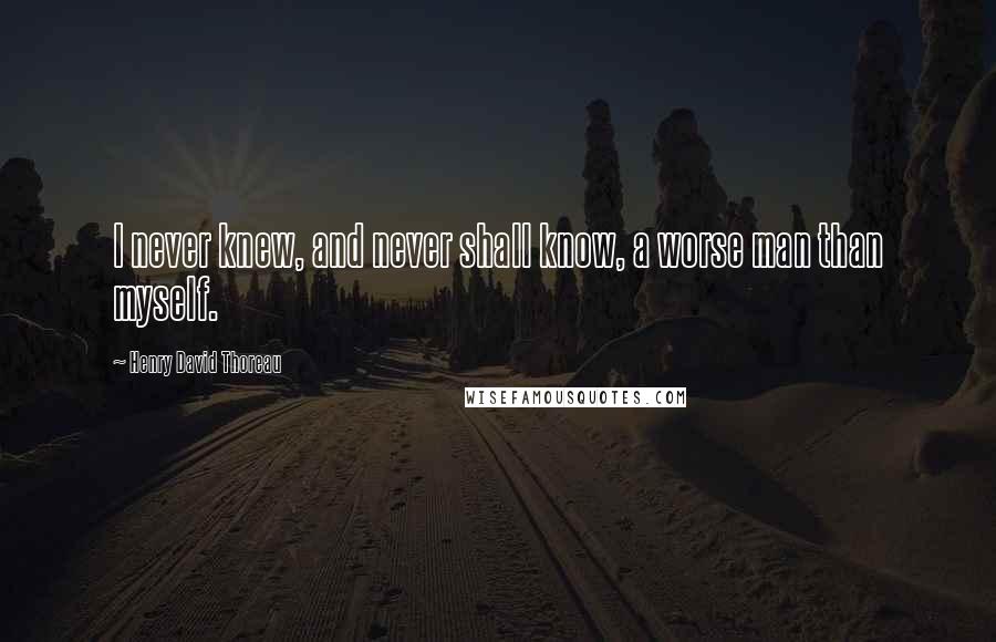 Henry David Thoreau Quotes: I never knew, and never shall know, a worse man than myself.