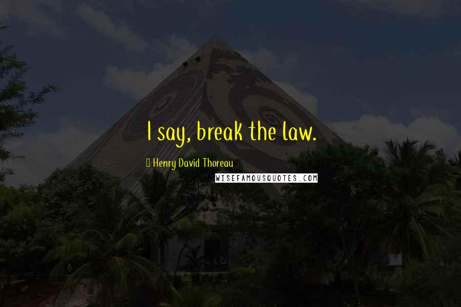 Henry David Thoreau Quotes: I say, break the law.