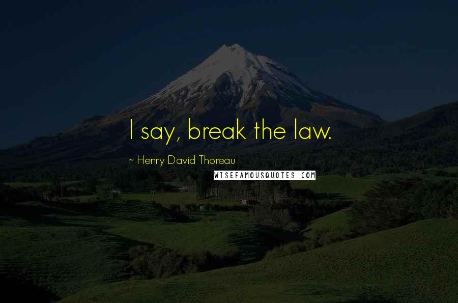 Henry David Thoreau Quotes: I say, break the law.