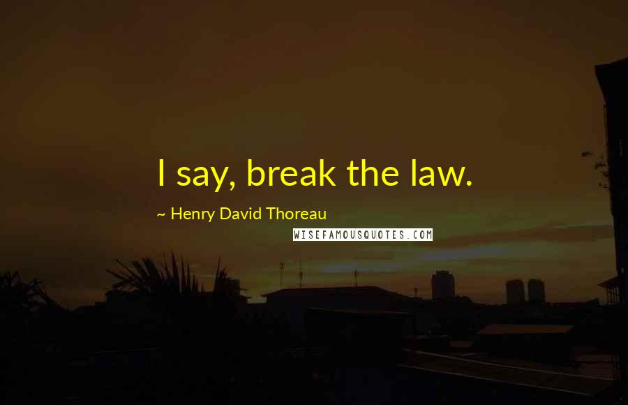 Henry David Thoreau Quotes: I say, break the law.