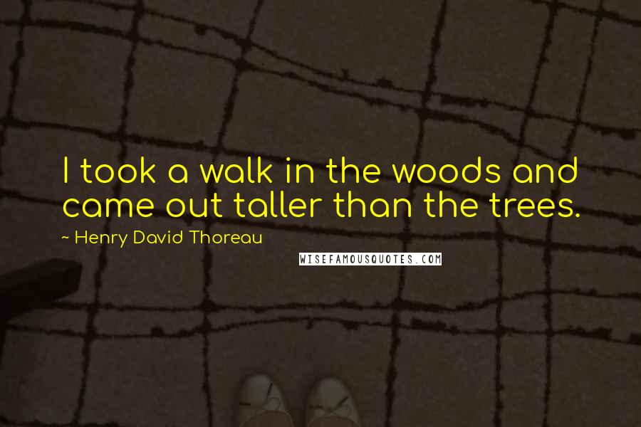 Henry David Thoreau Quotes: I took a walk in the woods and came out taller than the trees.