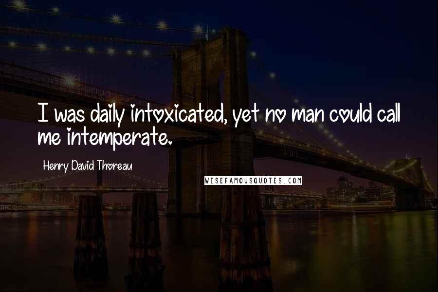 Henry David Thoreau Quotes: I was daily intoxicated, yet no man could call me intemperate.