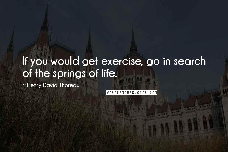 Henry David Thoreau Quotes: If you would get exercise, go in search of the springs of life.