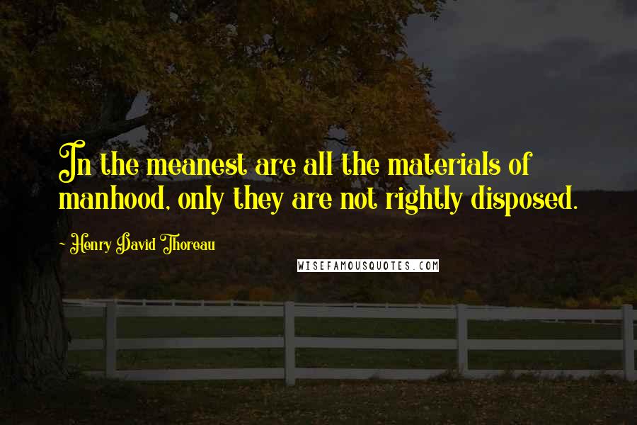 Henry David Thoreau Quotes: In the meanest are all the materials of manhood, only they are not rightly disposed.