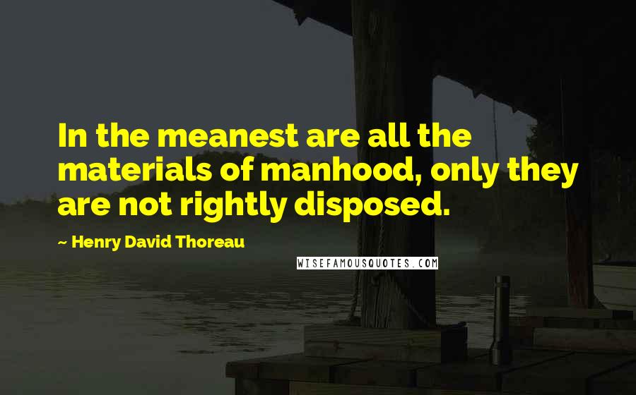 Henry David Thoreau Quotes: In the meanest are all the materials of manhood, only they are not rightly disposed.