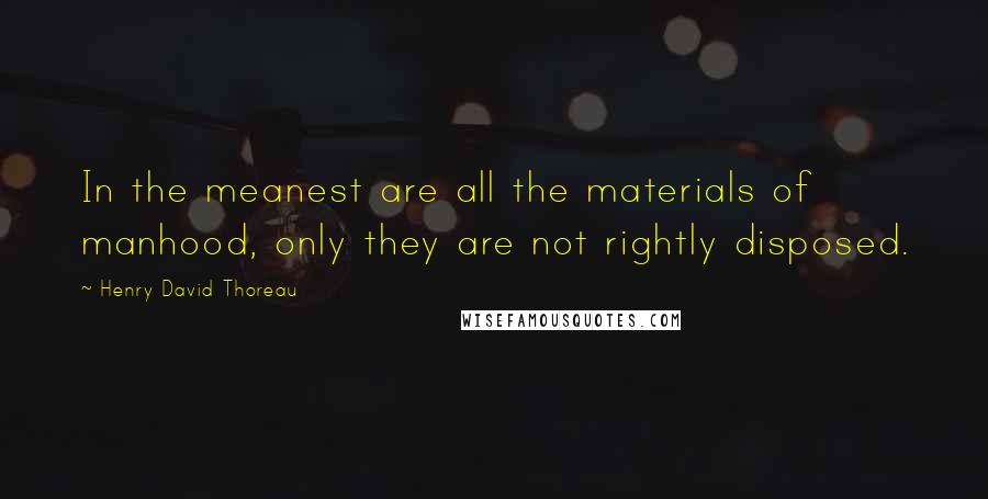 Henry David Thoreau Quotes: In the meanest are all the materials of manhood, only they are not rightly disposed.