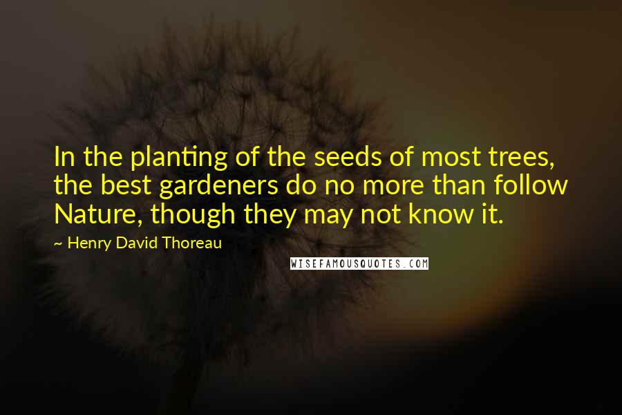 Henry David Thoreau Quotes: In the planting of the seeds of most trees, the best gardeners do no more than follow Nature, though they may not know it.