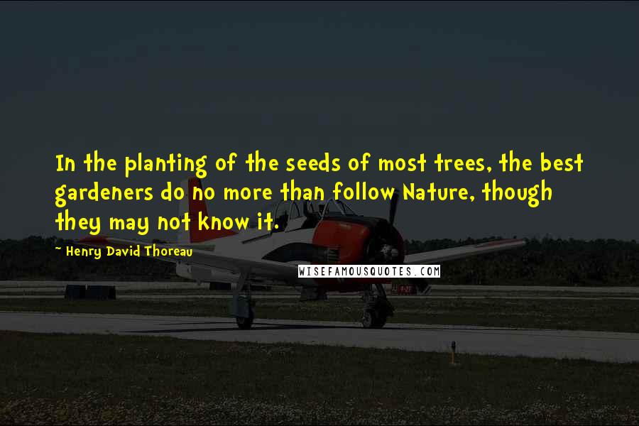 Henry David Thoreau Quotes: In the planting of the seeds of most trees, the best gardeners do no more than follow Nature, though they may not know it.