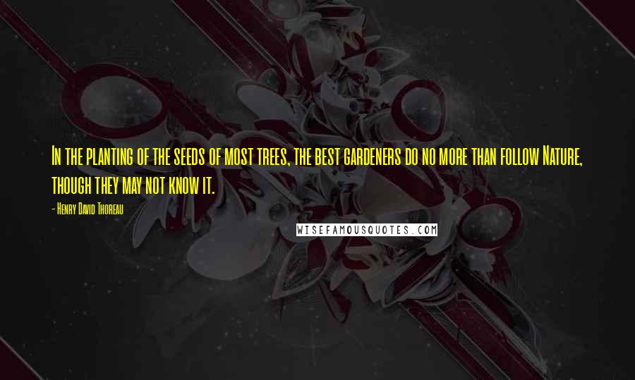 Henry David Thoreau Quotes: In the planting of the seeds of most trees, the best gardeners do no more than follow Nature, though they may not know it.