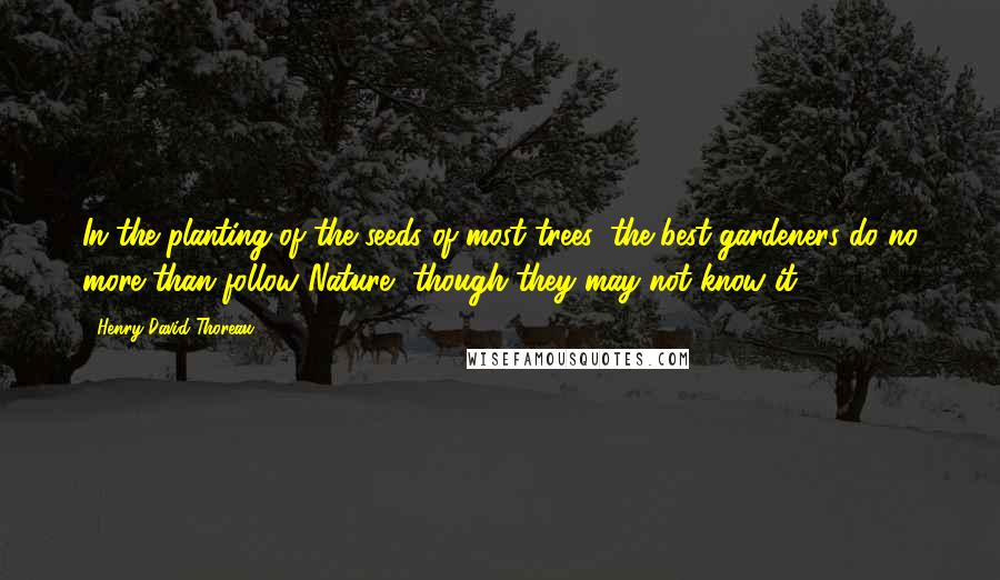 Henry David Thoreau Quotes: In the planting of the seeds of most trees, the best gardeners do no more than follow Nature, though they may not know it.