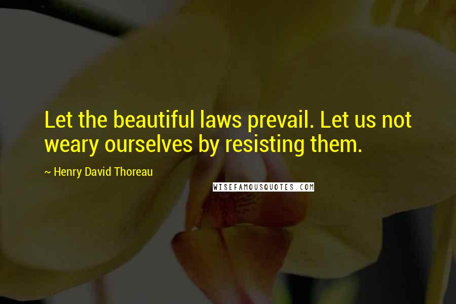 Henry David Thoreau Quotes: Let the beautiful laws prevail. Let us not weary ourselves by resisting them.