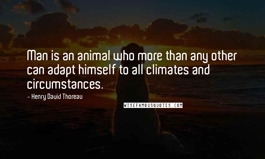 Henry David Thoreau Quotes: Man is an animal who more than any other can adapt himself to all climates and circumstances.