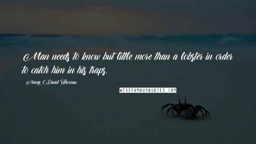 Henry David Thoreau Quotes: Man needs to know but little more than a lobster in order to catch him in his traps.