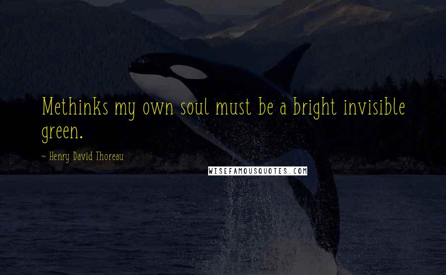 Henry David Thoreau Quotes: Methinks my own soul must be a bright invisible green.