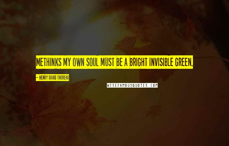 Henry David Thoreau Quotes: Methinks my own soul must be a bright invisible green.