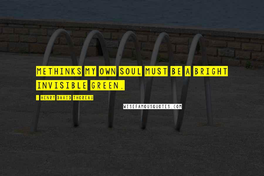 Henry David Thoreau Quotes: Methinks my own soul must be a bright invisible green.