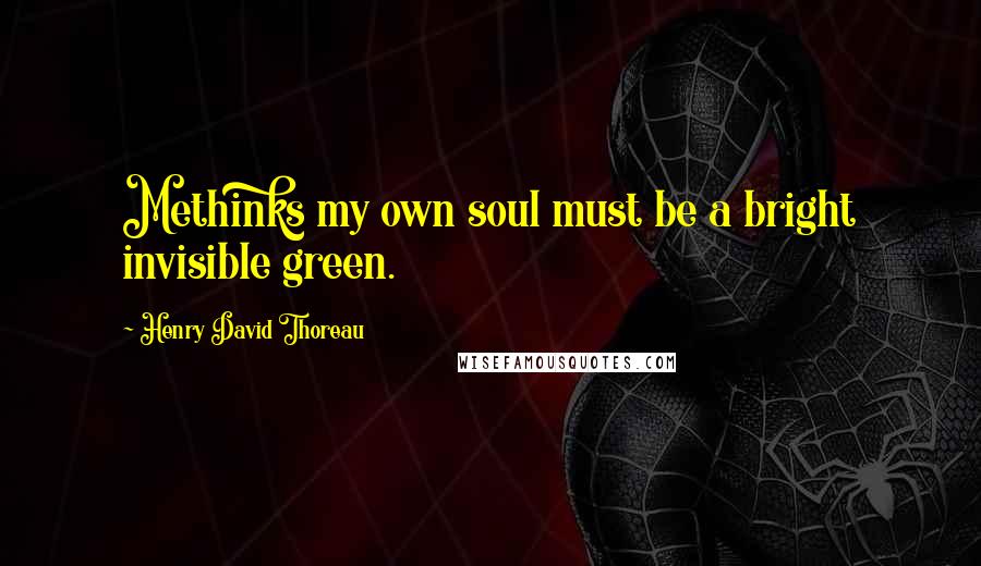 Henry David Thoreau Quotes: Methinks my own soul must be a bright invisible green.