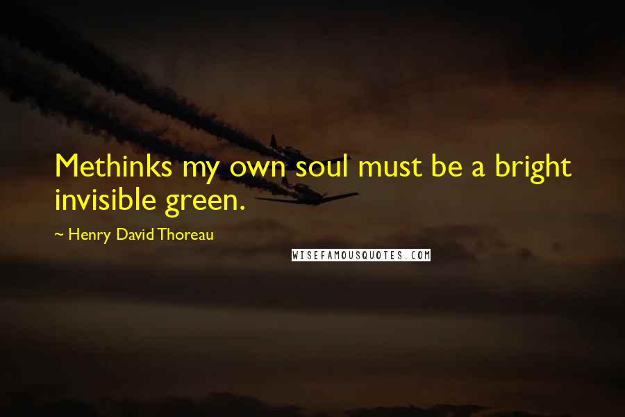 Henry David Thoreau Quotes: Methinks my own soul must be a bright invisible green.