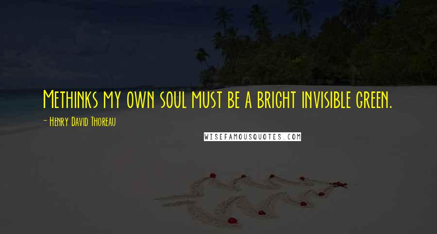 Henry David Thoreau Quotes: Methinks my own soul must be a bright invisible green.