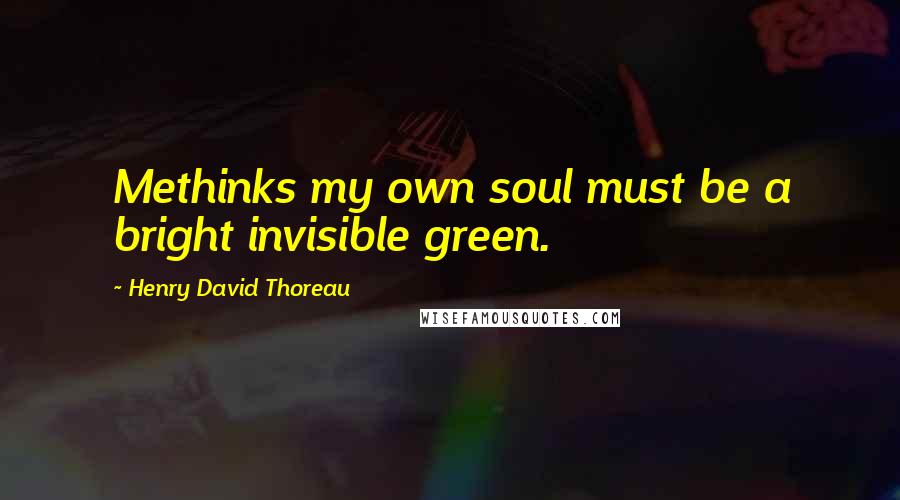 Henry David Thoreau Quotes: Methinks my own soul must be a bright invisible green.