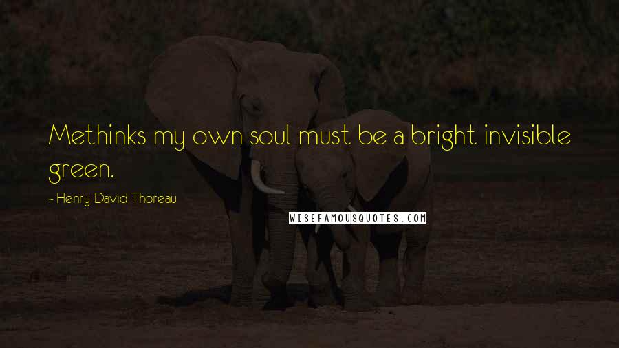 Henry David Thoreau Quotes: Methinks my own soul must be a bright invisible green.