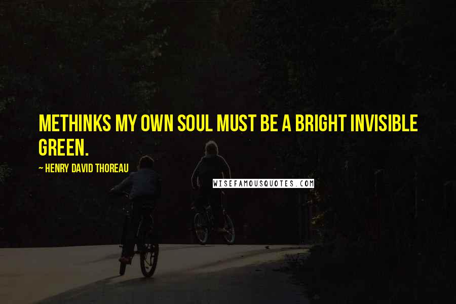 Henry David Thoreau Quotes: Methinks my own soul must be a bright invisible green.