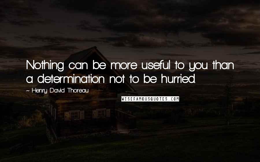 Henry David Thoreau Quotes: Nothing can be more useful to you than a determination not to be hurried.