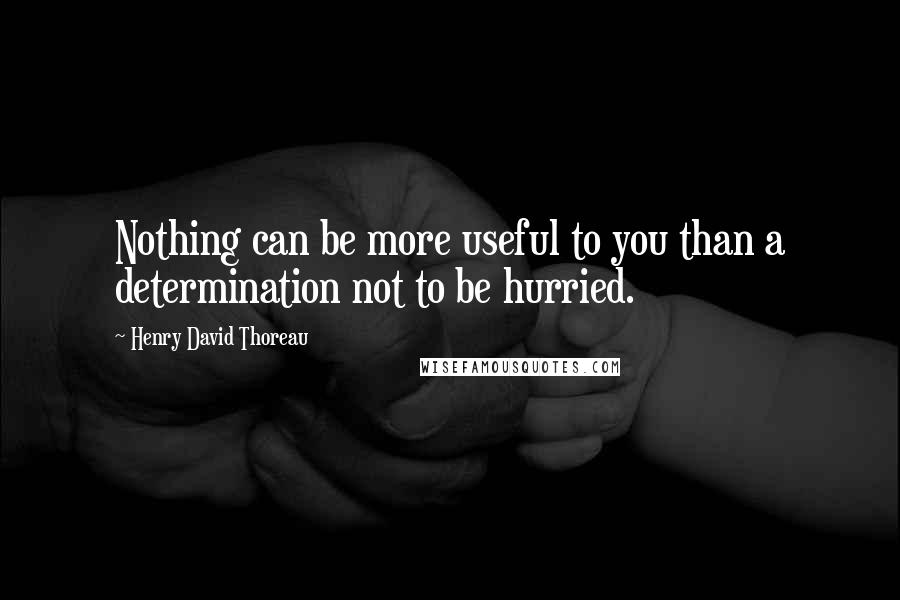 Henry David Thoreau Quotes: Nothing can be more useful to you than a determination not to be hurried.