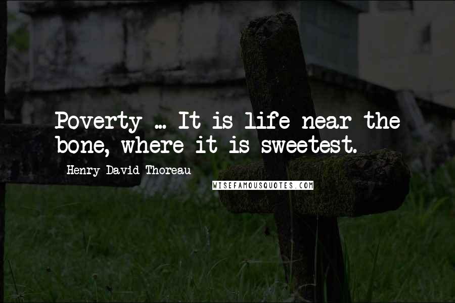 Henry David Thoreau Quotes: Poverty ... It is life near the bone, where it is sweetest.