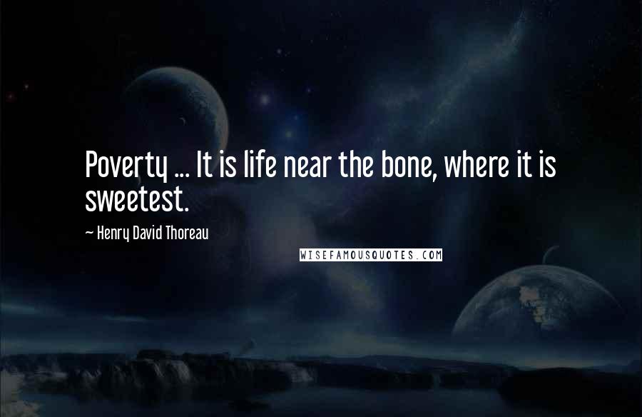 Henry David Thoreau Quotes: Poverty ... It is life near the bone, where it is sweetest.