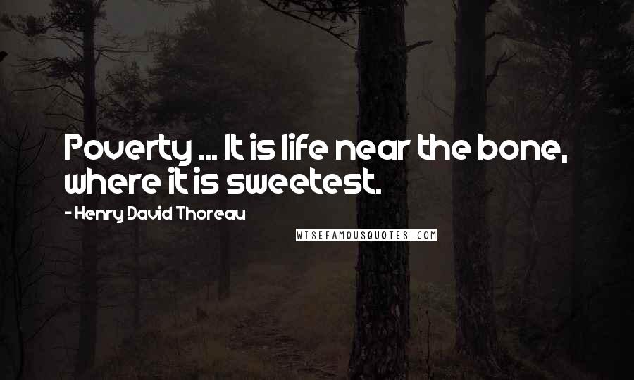 Henry David Thoreau Quotes: Poverty ... It is life near the bone, where it is sweetest.