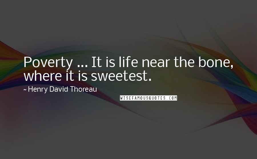 Henry David Thoreau Quotes: Poverty ... It is life near the bone, where it is sweetest.
