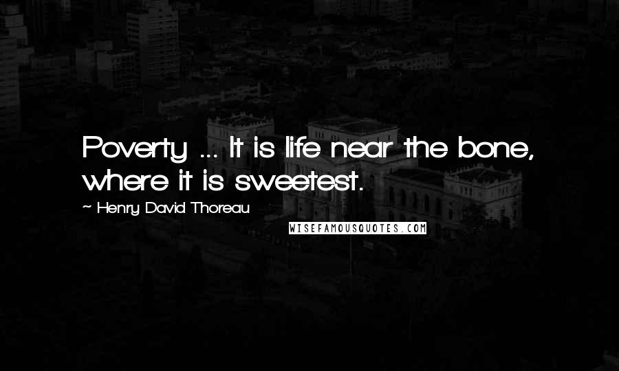 Henry David Thoreau Quotes: Poverty ... It is life near the bone, where it is sweetest.