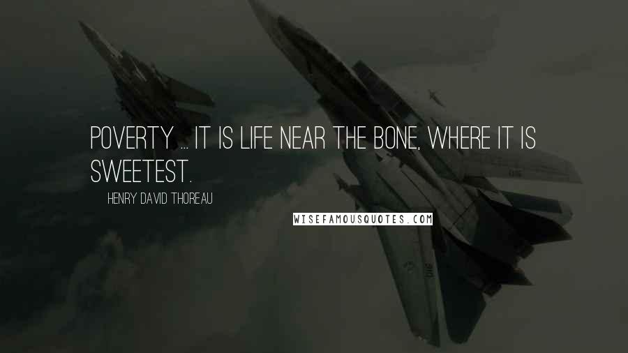 Henry David Thoreau Quotes: Poverty ... It is life near the bone, where it is sweetest.