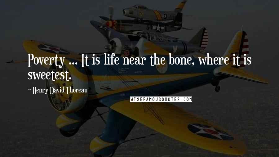 Henry David Thoreau Quotes: Poverty ... It is life near the bone, where it is sweetest.